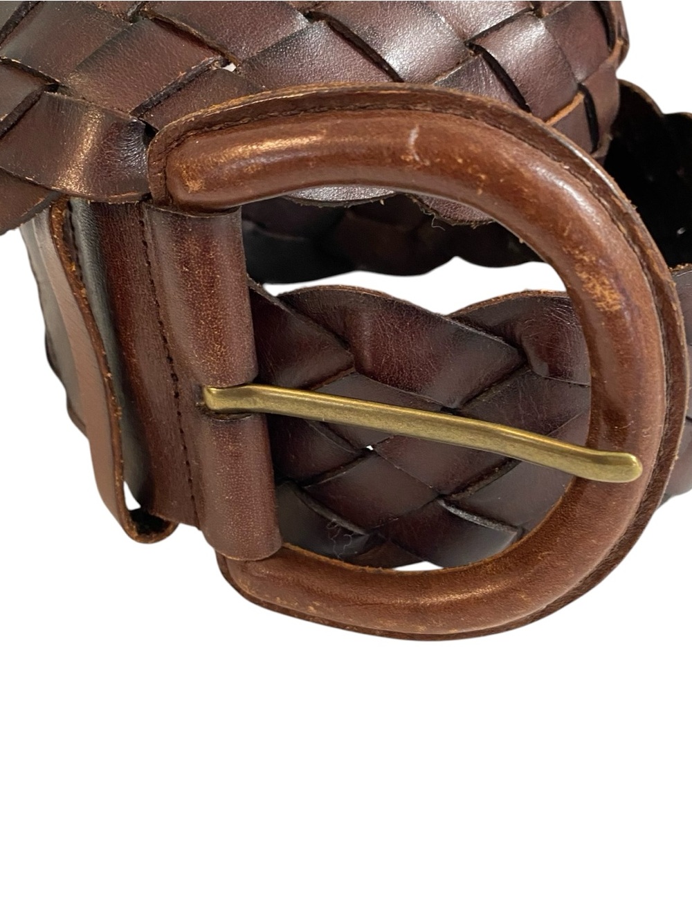 Women's Banana Republic Brown Leather Braided Belt Size XS - Picture 3 of 9